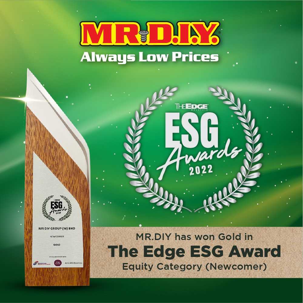 MR.DIY dinobat sebagai Pendatang Baru Terbaik dalam The Edge ESG Awards yang julung kali diadakan